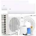 Cooper & Hunter 18,000 BTU Dual 2 Zone 12,000 + 12,000 BTU Wall Mount Ductless Mini Split AC/Heating System, Pre-Charged, 22.5 SEER, Including 25FT Copper Line Set and Communication Wires
