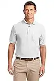 Port Authority Silk Touch Polo Shirt with Pocket - PolyCotton Fabric - XS-6XL - White -