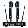 Kithouse S9 UHF Rechargeable Wireless Microphone System Karaoke Microphone Wireless Mic Cordless Dual with Bluetooth Receiver Box + Volume Control ECHO for Karaoke Singing Speech Meeting Church, 200FT