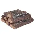 GASPRO Ceramic Logs for Gas Fireplace, 10-Piece Vented Faux Logs for Indoor Natural Gas Fireplace, Large Size