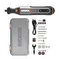 WORX 8V Mini Amoladora Inalámbrica WX106, Herramienta Rotatoria sin Cable, Carga USB, Portaherramientas de Tamaño 3,2 mm, Control de Velocidad Variable, Ligero y Compacto, 23 Accesorios