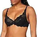 Playtex Soutien-Gorge Femme avec Armatures Flower Elegance En Dentelle Maintien Parfait x1, Noir, 115E