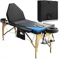 Luxton Home 3-Section Premium Memory Foam Massage Table with Rolling Travel Case - Easy Set Up