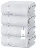Luxury White Bath Towels Extra Large | 100% Soft Cotton 700 GSM Thick 2Ply Absorbent Quick Dry Hotel Bathroom Towel | 27x54 Inch | White | Set of 4