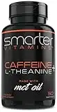 200mg Caffeine Pills - MCT Oil from 100% Coconuts + 100mg L-Theanine, Advanced Energy, Clean Focus and Perfect Clarity + All Natural Smooth Extended Release