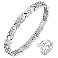 Vicmag Lymphatic Drainage Magnetic Bracelets for Women, Titanium Steel Brazaletes, Ultra Strength Magnetic Gift with Removal Tool (Elegant Design for Ladies) (Silver Crystal-X Shape)