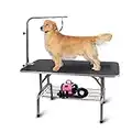 Polar Aurora Pingkay 46'' Heavy Duty Pet Professional Dog Show Foldable Grooming Table w/Adjustable Arm & Noose & Mesh Tray