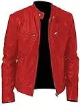 William Jacket - Cafe Racer Vintage Motorrad Retro Moto Racer Echt Leder Jacke Kollektion, W. Cafe Racer Style Lederjacke Rot, XXX-Large