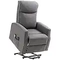 HOMCOM Power Lift Massage Recliner Chair, Electric Linen Fabric Reclining Chair with 8 Vibration Points, Remote Control, Side Pockets, Dark Grey