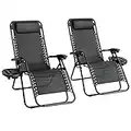 Straame Garden | Zero Gravity Chair | Set of 2 | Heavy Duty Textoline | Outdoor & Garden Sunloungers | Reclining & Folding Chair with Cup Holder and Headrest Pillow