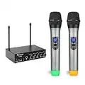 Fifine Wireless Microphone System with Dual Mics for Karaoke Party, M-K036