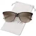 MEETSUN Polarized Sunglasses for Women Men Classic Retro Designer Style, Ombre Brown Frame / Gradient Brown Lens, Medium