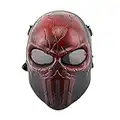 ATAIRSOFT Worldshopping4U Tactical Airsoft Cara Completa Calavera máscara Paintball CS Juego de Seguridad para al Aire Libre Caza Barra de Disfraz Fiesta temática Halloween Cosplay Rojo