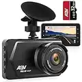 AQV Dash Cam 1080P Telecamera per Auto Schermo da 3 Pollici, Grandangolo di 170°, G-Sensor, Registrazione in Loop, Monitor di Parcheggio, Visione Notturna, WDR di fronte a destra