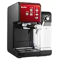 Breville Machine à café et expresso PrimaLatte II | Pompe italienne à 19 bars | convient pour le café en poudre ou en dosettes | Mousseur à lait automatique intégré | Noir / rouge | VFC109X-01