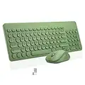 Wireless Keyboard and Mouse Combo, Superbcco 2.4GHz USB Cordless Computer Keyboard with Numeric Keypad, Quiet Click, Round Keys, Slim for Desktop/PC/Laptop/Surface/Windows OS (Crocodile Green)