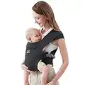 Newborn Carrier, MOMTORY Baby Carrier(7-25lbs), Cozy Baby Wrap Carrier, with Hook&Loop for Easily Adjustable, Soft Fabric, Deep Grey