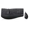 Perixx Periduo-505, Wired Ergonomic Split Keyboard and Vertical Mouse Combo with Adjustable Palm Rest and Membrane Low Profile Keys, UK Layout