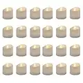 GrassVillage Pack of 24 Realistic and Bright Led Candle Lights in Wave Design, 3.5 cm x 4 cm Tall, Flameless Tea Light Candles, Electric Fake Candle in Bright Warm White