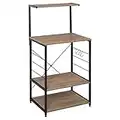 WOLTU Scaffale per Cucina in Acciaio Legno 4 Ripiani Carrello per Microonde Scaffalature Organizzatore 60x40x123 cm RGB9285hei