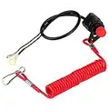 Hlyjoon 12V Interruptor de Parada del Motor de Emergencia con Cable de Cuerda de Amarre para Cortadoras de Césped Fuera de Borda de Motocicleta