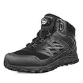 GRITION Wanderschuhe Herren Wasserdicht Mid Trekking Wanderstiefel Leichte Flache Männer Wandern Trail Stiefel Bequeme Motorrad Schuhe Outdoor Outdoorschuhe Winter Schwarz MEHRWEG (45 EU)