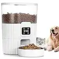 WHATOOK Automatic Cat Feeders, Pet Food Dispenser with Stainless Steel Bowl & LCD Screen, Cat Feeder with Programmable Timer Control 1-6 Meals per Day for Cats,Dogs & Small Medium Pets (3.5L, White)