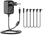 TKDY Gitarren-Effektpedal Netzteil Adapter 9V 1,5A 13,5W Wandladegerät Spitze Negativ 5,5 * 2,1mm mit 5-Wege-Daisy-Chain-Kabeln