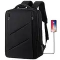 Travel Backpack 17 inch Expandable Laptop Carry On Backpack for Men Women 17.3 inch Waterproof Business Work School College Computer Bookbag with USB Charging Port, Black