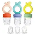 PandaEar 3 Pack Silicone Baby Fruit Food Feeder Pacifier with 3 Sizes Silicone Pouches, BPA Free Mesh Feeder for Infants