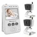 moonybaby Cámara Vigilancia Bebe, Value 100-2 Vgiliabebés con Visión Nocturna - Intercomunicador Bebe, Pantalla LCD 2.4", Señal 2.4GHz, Comunicación bidireccional, Modo VOX, hasta 4 Camaras