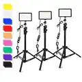 3 Packs 70 LED Video Light with Adjustable Tripod Stand/Color Filters, Obeamiu 5600K USB Studio Lighting Kit for Tablet/Low Angle Shooting, Collection Portrait YouTube Photography