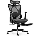 BASETBL Chaise de Bureau, Chaise Ergonomique, Chaise Pivotante en Maille, Réglable en Hauteur, Support Lombaire Réglable, Fauteuil de Bureau avec Repose-Pieds Rétractable, Charge Maximale 150 Kg