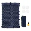 LUFEEMGA 2 Personen Camping Isomatte Doppel Ultraleicht Matratze Wasserdicht Faltbar Schlafmatten mit Kissen für Camping, Picknick,Trekking, und Reisen,200 * 122 * 7 cm(Navyblau)