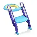 Froadp Riduttore WC con Scaletta, Dispositivo per L'addestramento Alla Toilette Regolabile in Altezza, Pieghevole Riduttore WC Kit Pieghevole per Bambini da 1 a 7 Anni (Blu+Viola)