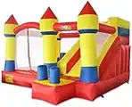 YARD Bounce House Mighty Castle with Slide Inflatable Obstacle Bouncer 0.4mm Vinyl Thick Material Children Outdoor Jump Castle with Heavy Duty Blower