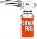 Kitchen Culinary Blow Torch Head, Chef Cooking Butane Torch, Adjustable Flame Lighter for Baking, Pastries, Desserts, Picnic, Camping, Brazing, Soldering, Welding, White(Gas Not Include)