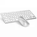 Wireless Bluetooth Keyboard and Mouse Combo, OMOTON Keyboard with Mouse for iPad（iPadOS 13 and Above）, Other Bluetooth Enabled Devices, Silver White