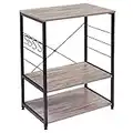 WOLTU Scaffale per Cucina Carrello per Microonde Forno a 3 Ripiani in Metallo e Legno Scaffalature Fioriera Multiuso, Faggio Scuro RGB9309dc