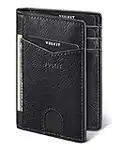 VULKIT Portefeuille Homme Mince en Cuir RFID Blocage Porte-Cartes de Crédit Minimalist Wallet 10 Fentes pour Cartes Bancaire ou Billets - Noir