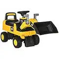 CAT Licensed Kids Construction Ride-On Toddler Digger Excavator Foot-To-Floor Ride-On Toy w/Manual Shovel, Horn, Hidden Storage, for Ages 1-3 Years