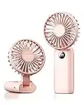 gaiatop Handheld Mini Portable Fan, Hand & Desk Fan, 4000 mAh Rechargeable USB Small Fan, Battery Operated Personal Fan with Power Bank for Women, Makeup, Office, Travel, Outdoor Pink