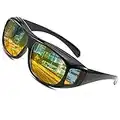 SHEEN KELLY Polarized UV400 Night Vision Glasses Driving Men Women Fit Over Prescription Eyewear Wrap Arounds Sunglasses Yellow Lens