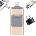 4 in 1 High Speed USB Multi Drive Flash Drive, Flash Drive for iPhone & Photo Stick for Android Phones, Photo Stick Omni for iPhone and Computer (Gold,128GB)