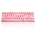 60% Mechanical Gaming Keyboard, MageGee MK-Mini 61 Keys TKL Portable Gaming Keyboard with Blue Switches, Compact White LED Backlit USB Type-C Wired Office Keyboard for Laptop PC Computer, Pink