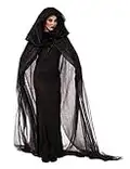 LATH.PIN Vestido Vampiro Halloween Disfraz de Bruja Vestidos con Sombrero Mujer Vestido Cosplay Carnaval Manga Larga Negro, Negro , L