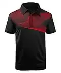 ZITY Golf Polo Shirts for Men Short Sleeve Athletic Tennis T-Shirt 035-Red-L