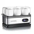 Arendo - Electric Egg Boiler - Automatic Cooker with Warming Function - 6 Egg Capacity - Indication Light - for Perfect Soft and Hard Eggs - Water Measuring Cup and Egg Piercer - Stainless Steel