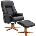 HOMCOM Electric Massage Recliner Chair with Ottoman, Faux Leather Swivel Recliner with Remote Control and 5 Modes for Living Room, Black