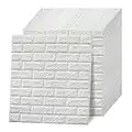 VASEN Papel Pintado Pared 3D Paneles Pared Autoadhesivos Papel Pintado Autoadhesivo Imitación Ladrillo Paneles Decorativos 3d para Salón Cocina, 77 x 70cm (20 piezas, Blanco)